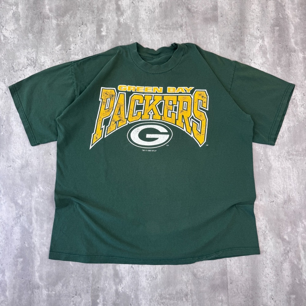 Vintage Green Bay Packers T-Shirt Mens XL Green NFL Football Distressed 90s